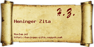 Heninger Zita névjegykártya